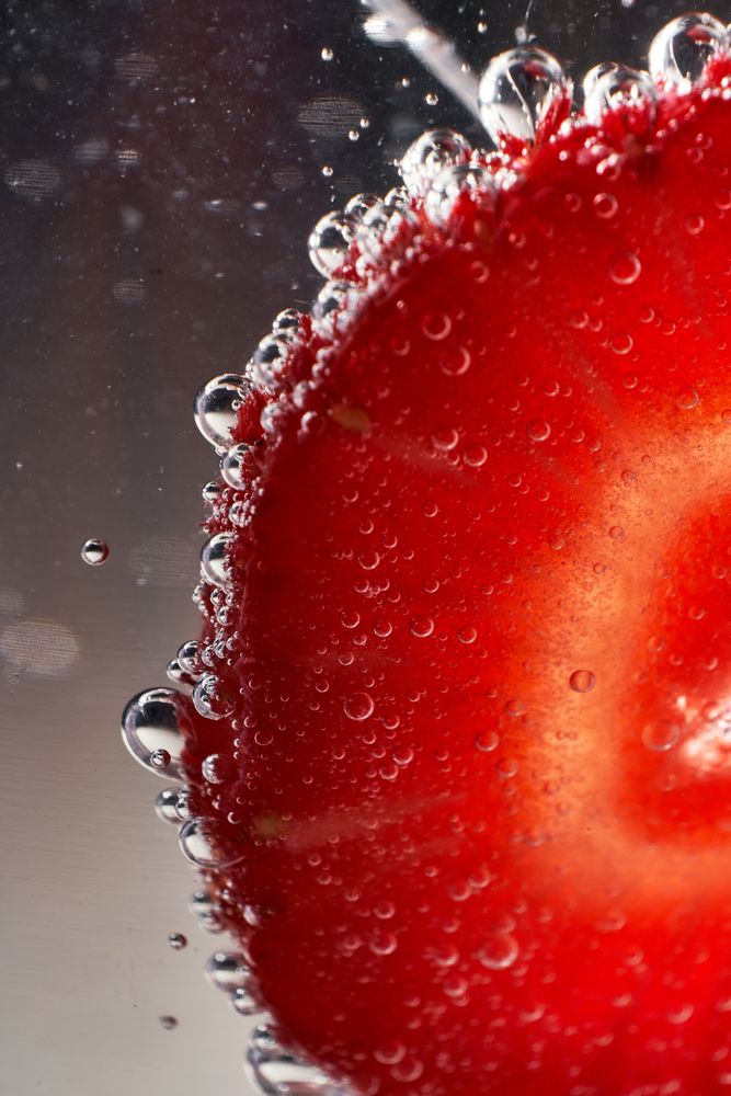 Slice of strawberry in fresh drink
