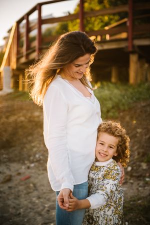 Mother with her daughter at beach