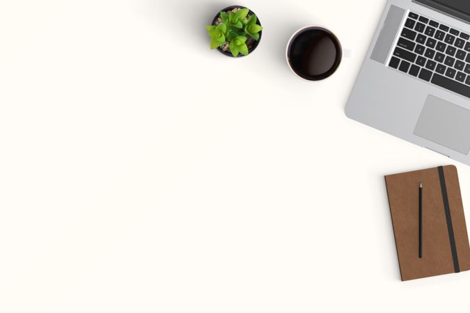 Modern workspace with  copy space on color background