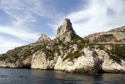 Beautiful limestone rocks on seashore