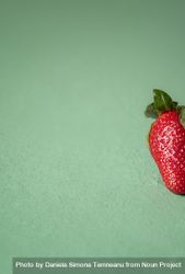 Partial of one strawberry on green background 5pQJw4