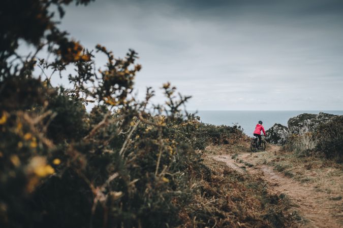 Female riding mountain bike
