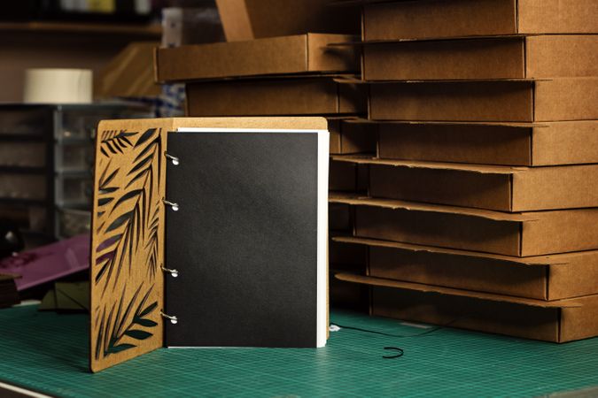 Wooden cover notebook in stock