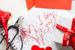 Valentine Day holiday cards and present