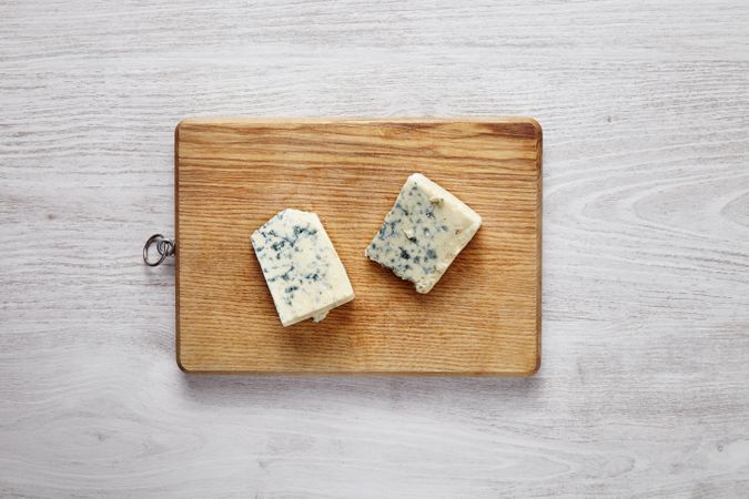 Blue cheese on wooden board