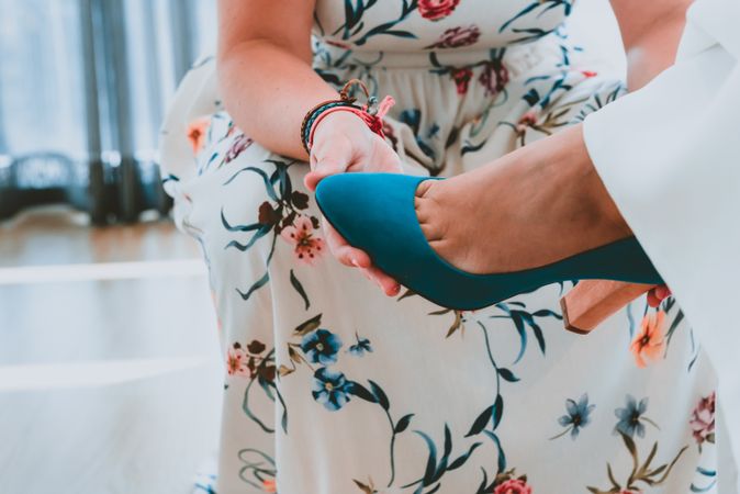 Woman wearing shoe