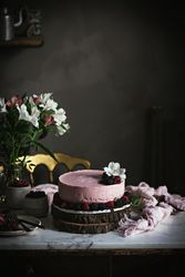 Strawberry tart on table