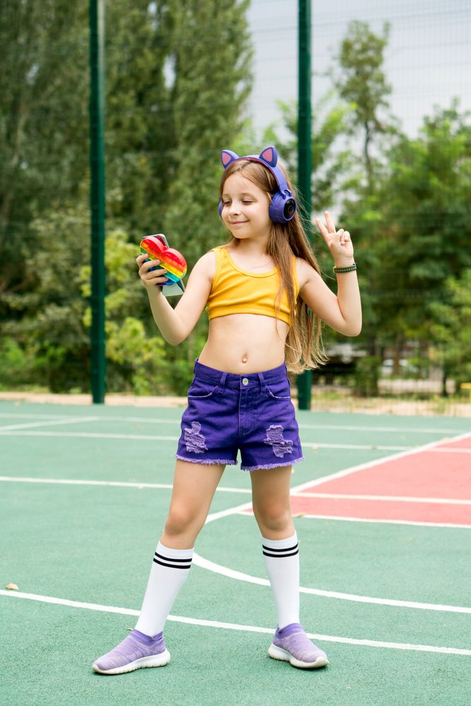 School girl taking selfie