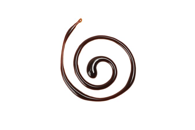 Tasty melted chocolate isolated on blank background