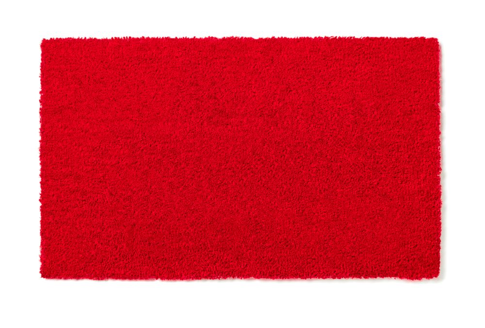 Blank Red Welcome Mat Isolated on Background Ready For Your Own Text