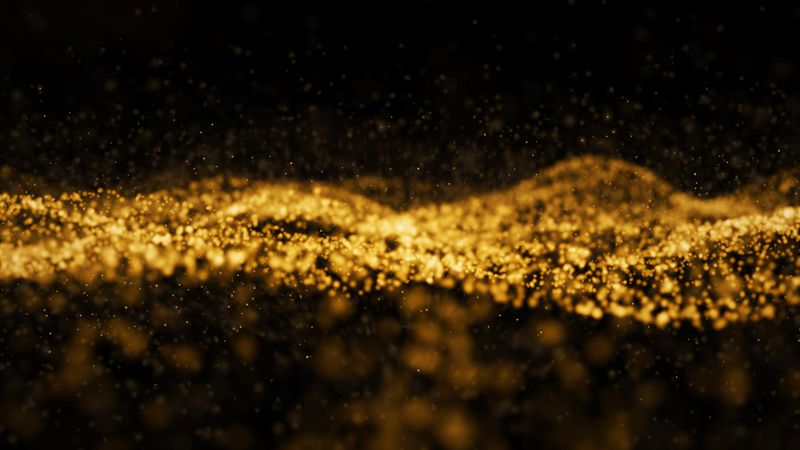 Cyber futuristic technology gold dust backdrop concept