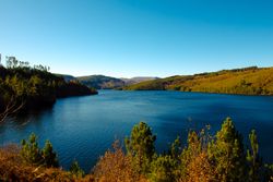 Calm lake on autumn day