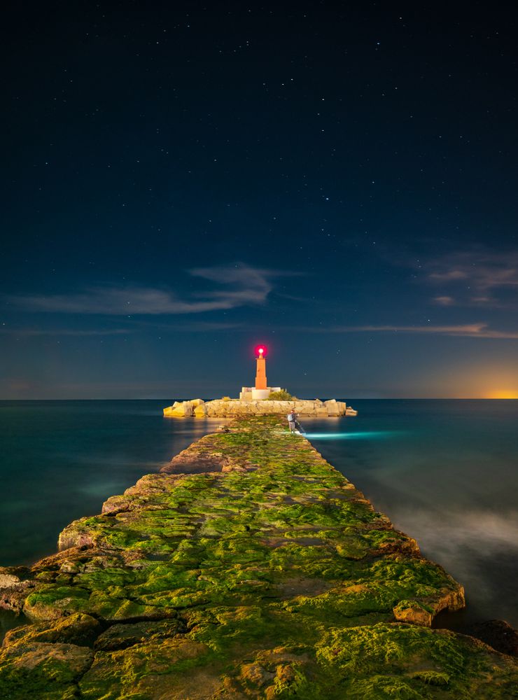 Rough path to bright beacon in evening