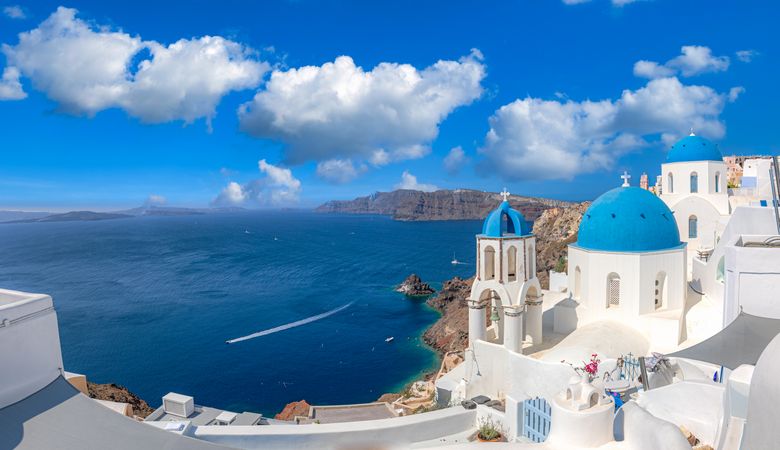 Travel photo of Santorini with view of the sea in Greece