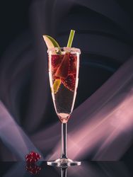 Glass with drink and berries