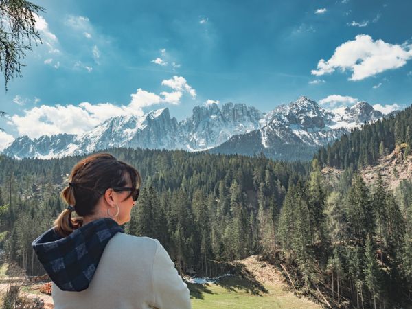 Woman looking at amazing landscape