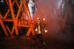 Man doing fire show