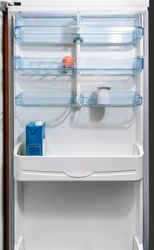Fridge door almost empty due a crisis