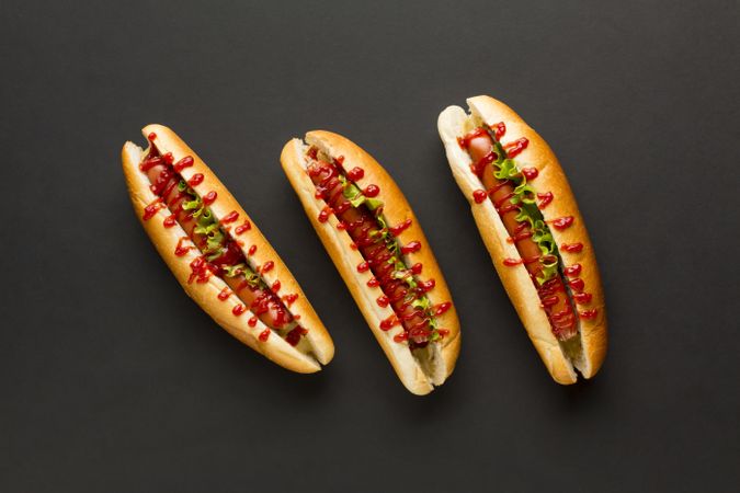 Hot dogs top view