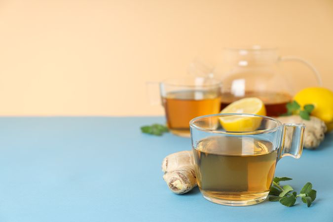 Cold treatment, healthcare concept - tea with ginger