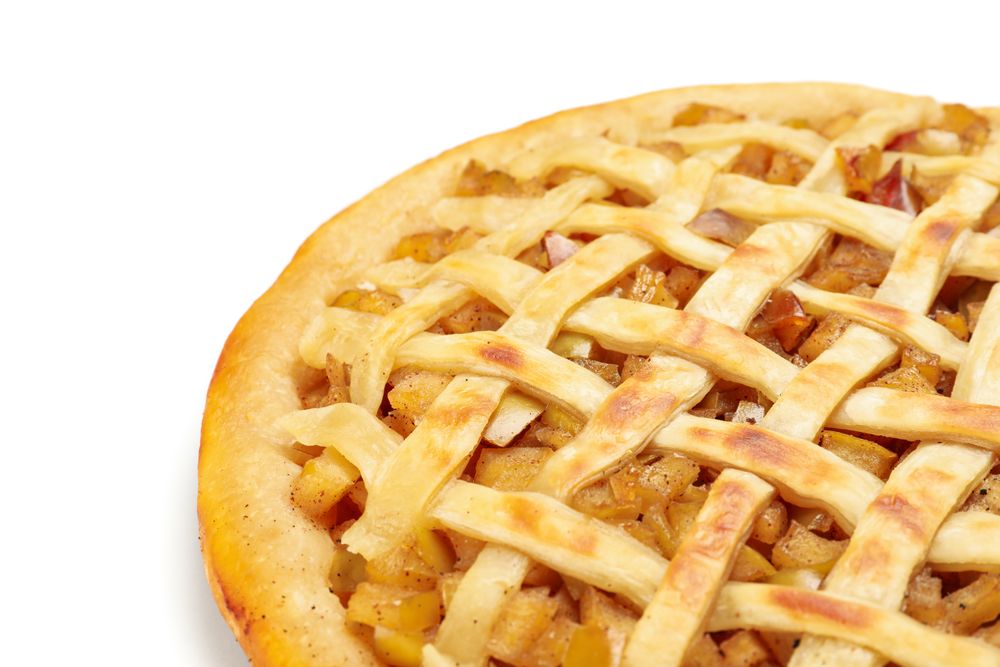 Tasty apple pie isolated on blank background. Homemade food