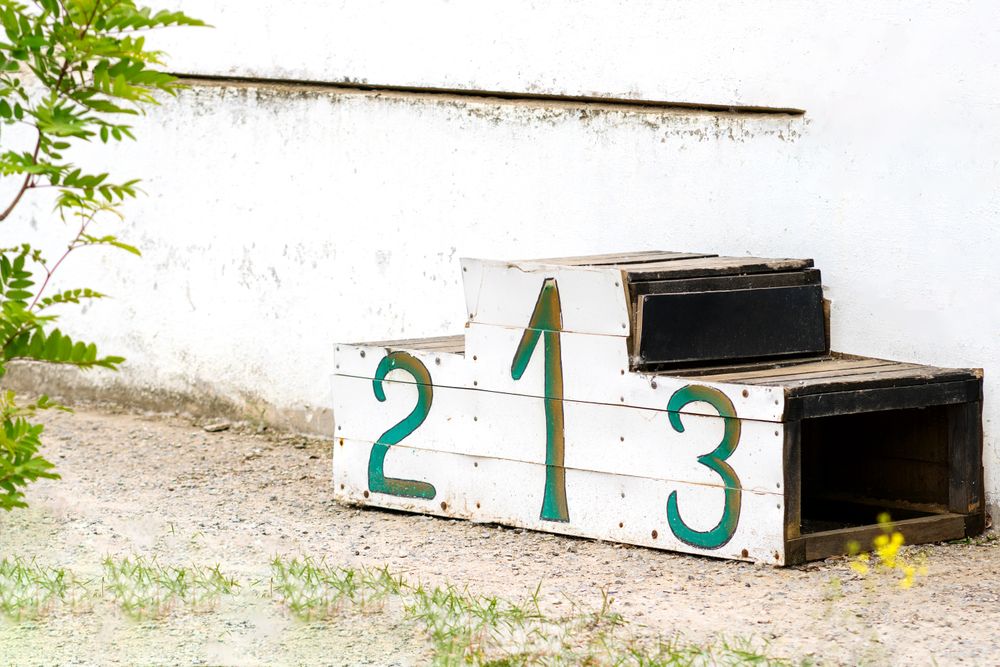 Old wooden podium