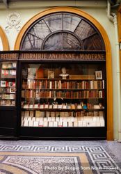 Exterior view of a bookstore in Paris, France bekBP5