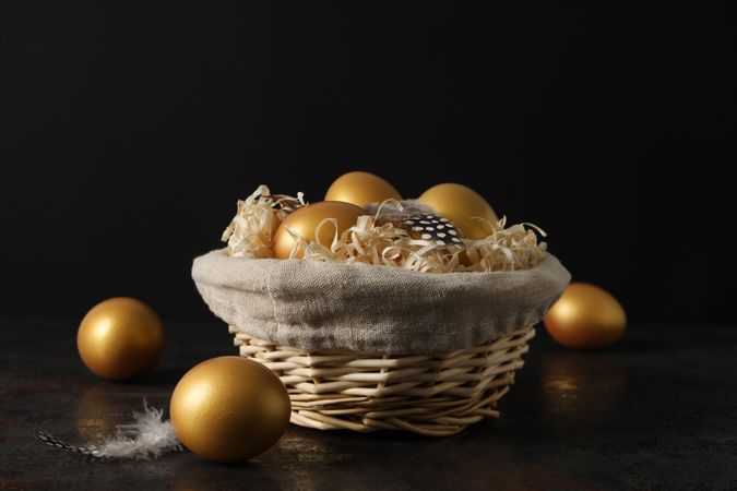 Concept of Richness and prosperity, golden eggs