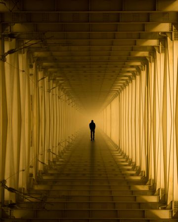 Silhouette of man in hallway