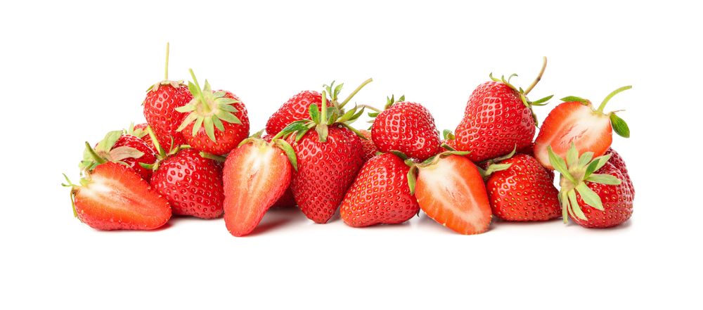 Tasty red strawberry isolated on blank background. Summer berry