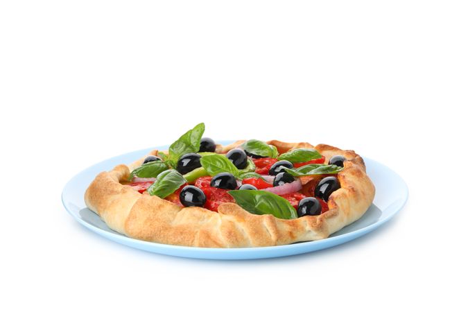Concept of tasty food, Vegetable galette, isolated on light background