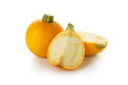 Fresh round zucchini isolated on plain background