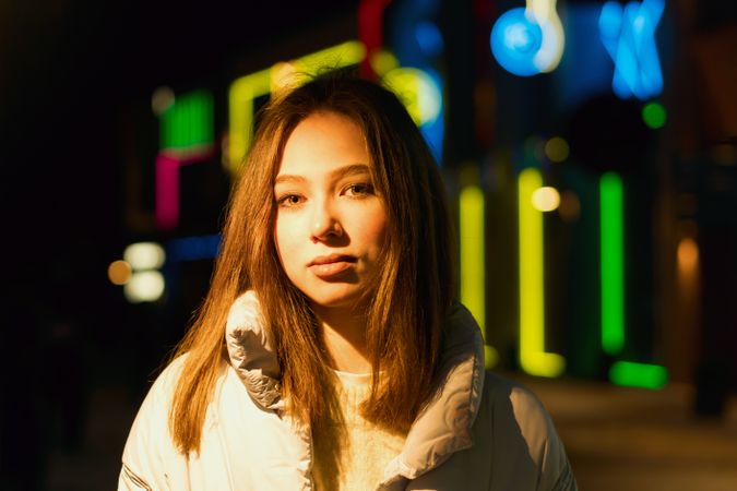 Woman enjoying nightlife in city