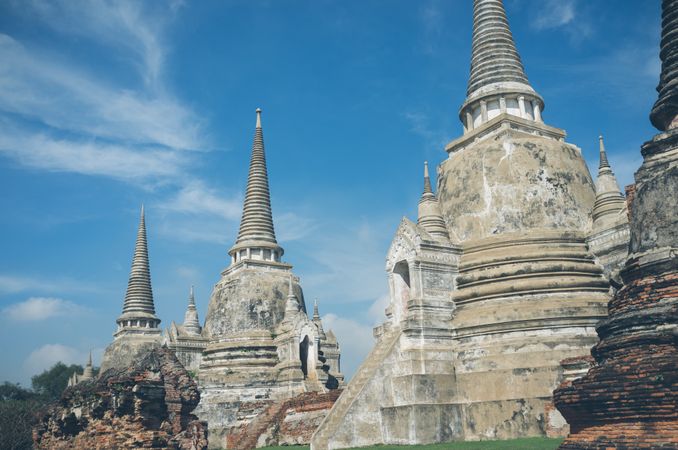 Pyramids in yard of oriental temple
