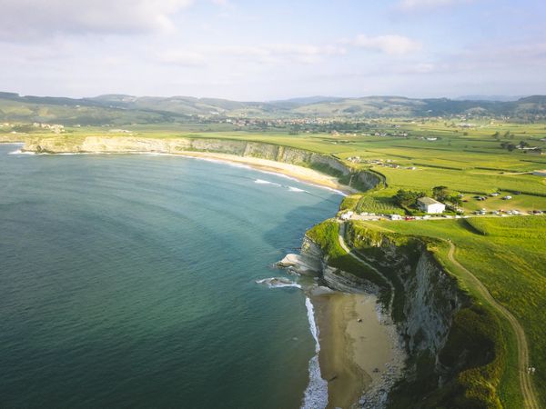 High angle view of seashore in Cantabria, Cantabria, Spain