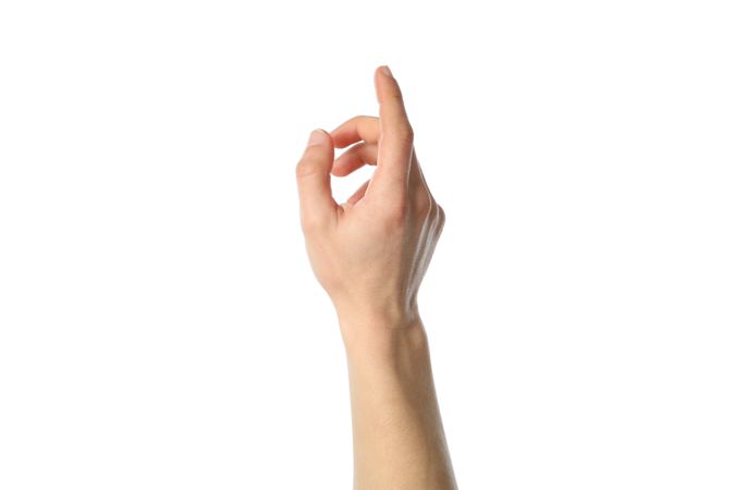 Male hand isolated on plain background.