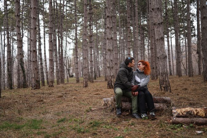 Lovebirds flirting in a park on a Valentines Day