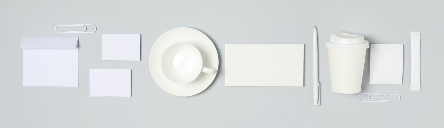 Mockup business brand template on light gray background, space for text