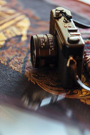 Vintage camera on a decorative table