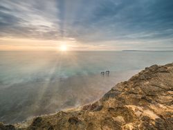 Sun rising over beautiful sea