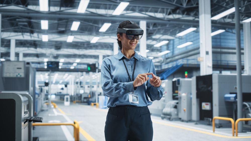Woman working in headset