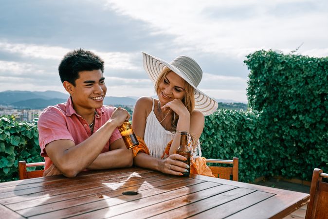 A woman and man in love on date