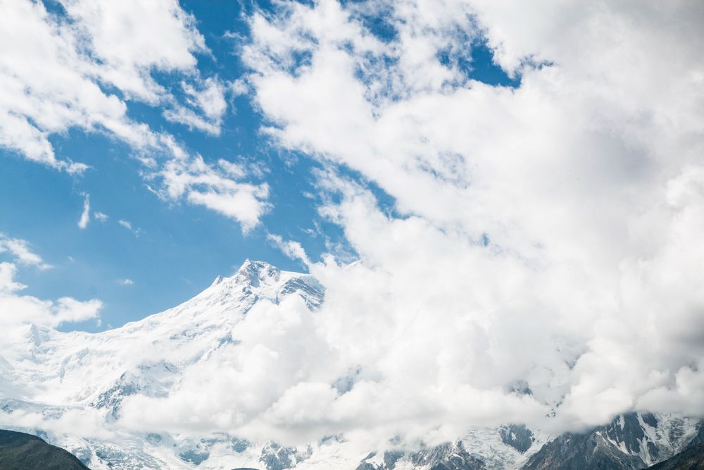 Fairy Meadows Nanga Parbat, sky over mountains in Pakistan national park