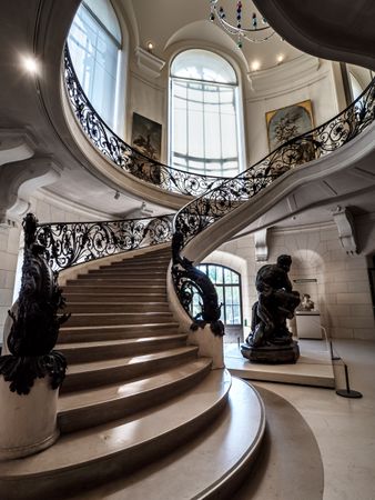 A chic twisted staircase in the Art Nouveau style in Paris. Museum Small Palace.