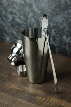 Concept of preparing alcohol drink or cocktail, shaker