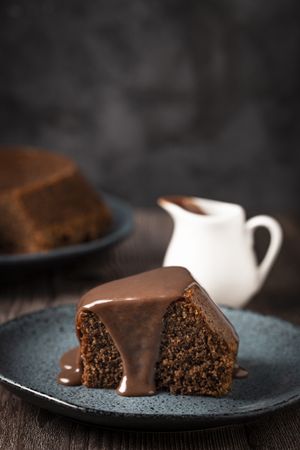 Delicious slice of chocolate cake.