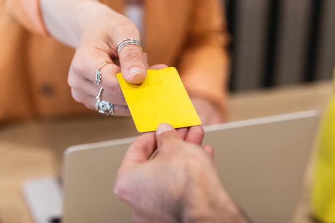 Anonymous woman making payment during online shopping