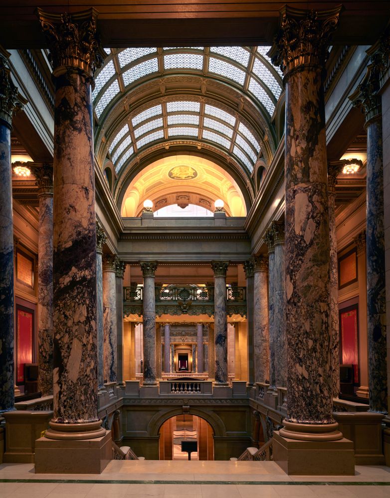 View across a stairwell inside the State Capitol in St. Paul, Minnesota