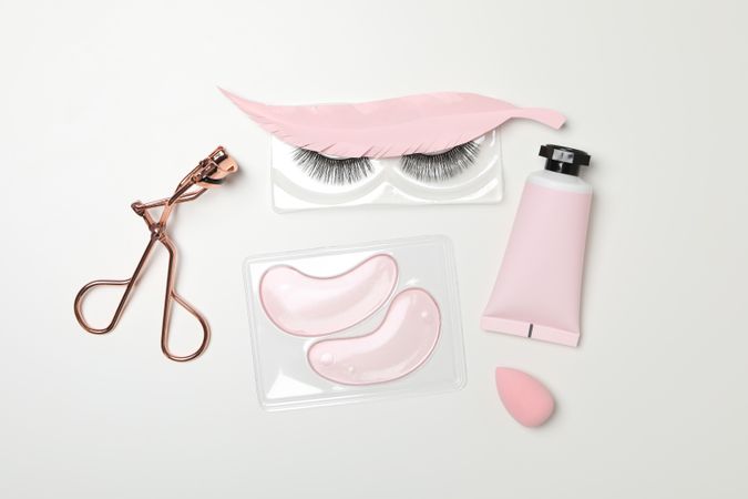 concept of cosmetology tools and beauty treatment, false eyelashes