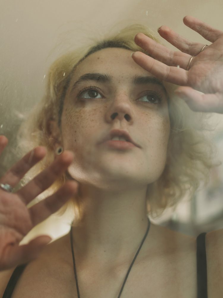 Charming melancholy woman looking away